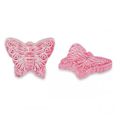 Glass bead 16mm Butterfly - Red rose